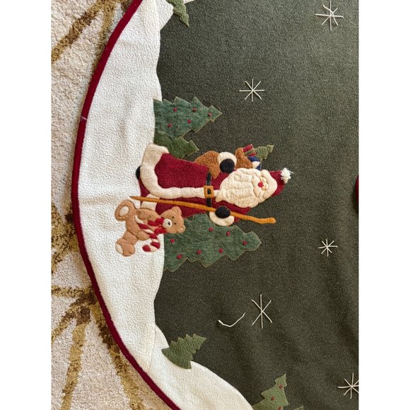 Christmas Tree Skirt Santa & Teddy Bear Snowflakes Prima Creations - Picture 2 of 4